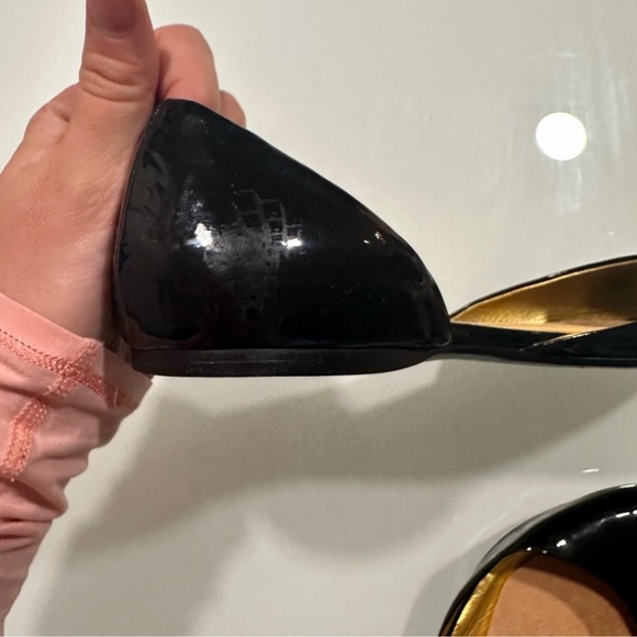 Prada classic black Patent Leather Peep Toe Ballet Flats size EU 39 USA 8.5 - Picture 7 of 9